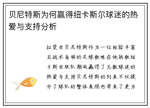 贝尼特斯为何赢得纽卡斯尔球迷的热爱与支持分析
